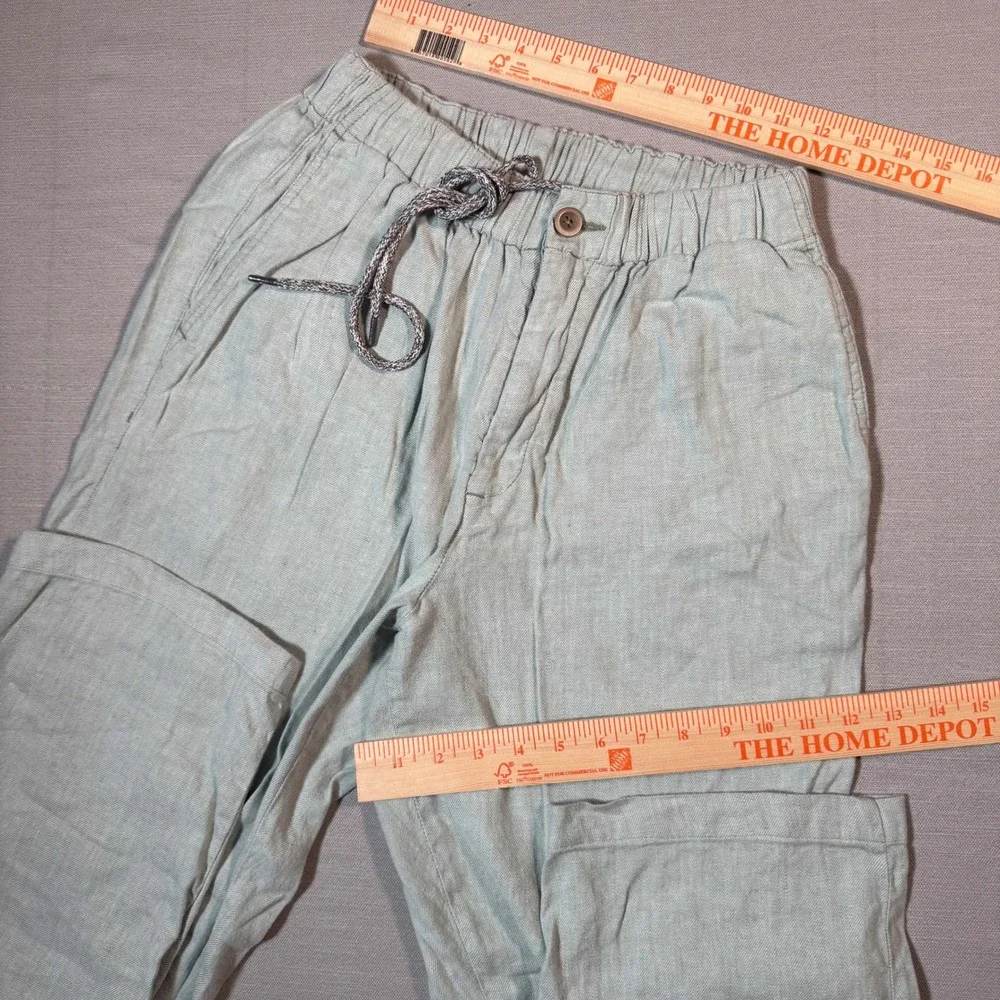 Tommy Bahama Linen Blend Drawstring Pants Light Blue XL Relaxed Beach Coastal